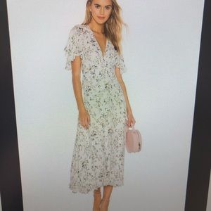 White Floral V-neck Midi Dress - wedding perfect!